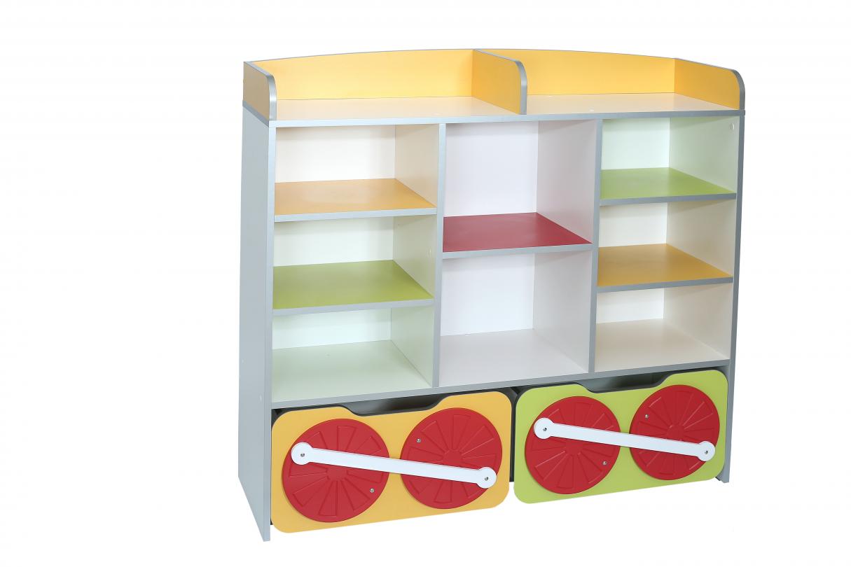 Стінка дитяча "Казковий експрес" елемент №4, з полицями та шухлядами,( ТОВ ‘’АЛМАНТ’’),1200х350х1130 мм.